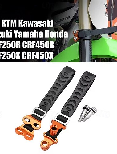  Kit de 2 sangles de secours pour moto (avant et arrière), compatible avec les modèles KTM, Honda, Yamaha, Kawasaki et Suzuki, et poignée de levage universelle pour motocross (CRF250R, CRF450R,