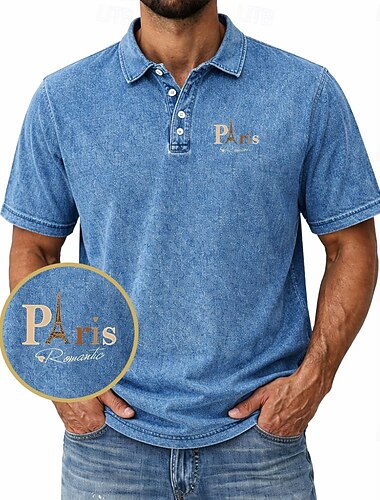  男性用 グラフィック コットン100％ ポロシャツ アシッドウォッシュシャツ 半袖 ポロシャツ 襟付きシャツ ハワイアン カジュアル アウトドア 祝日 バケーションウェア 3Dプリント ボタン 春夏 ブルー パープル ブラウン