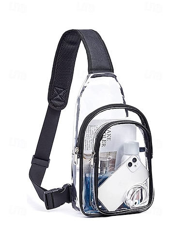  Dames crossbodytas van transparant PVC, ruime doorzichtige schoudertas met verstelbare riem, stijlvolle lichtgewicht tas voor strandvakantie, reizen en dagelijks gebruik.