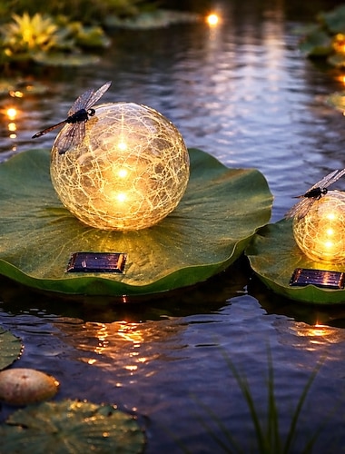  1 sfera luminosa a LED galleggiante impermeabile a forma di ninfea e libellula per esterni, ideale per piscine, laghetti, fontane e acquari – illuminazione decorativa per esterni.