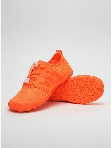  Oranje sneldrogende waterschoenen voor dames, ademende antislip waterschoenen met trekkoord, lichtgewicht schoenen die aanvoelen als blote voeten, ideaal om te zwemmen of voor een strandvakantie.