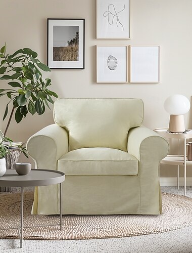  Baumwoll-Ektorp 1-Sitz-Sesselsofa-Bezug mit Kissenbezug Ersatz Ektorp-Sesselbezug 1-Sitz-Couchbezug für Hunde Ersatz Sofa Möbel-Protektor