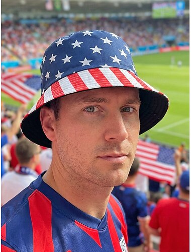  Pălărie bărbătească reversibilă din poliester, cu imprimeu cu steagul SUA, șapcă ușoară pentru fanii fotbalului american, pentru ziua meciului, pentru suporteri, sporturi casual, ținute pentru