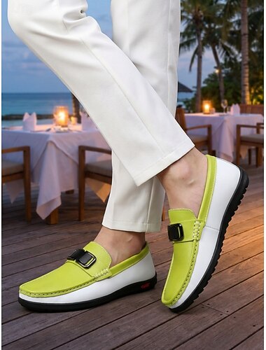  Voor heren Casual Resortavonden PU Leder Anti-slip Ademend Instapper Zwart Rood Oranje Zomer Lente Alle seizoenen