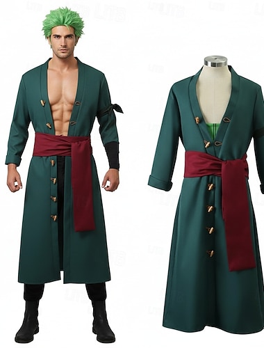  مغامر المحيط قرصان رورونوا زورو قراصنة قبعة القش أنيمي زي تأثيري ملابس الدعاوى تأثيري مهرجان حفلة تنكرية كوستيوم من أجل رجالي للصبيان للأطفال للبالغين