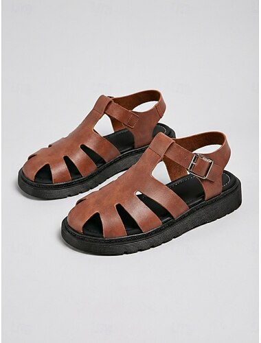  Sandales marron à bout fermé pour femmes – sandales gladiateur décontractées avec boucle réglable, chaussures d'été pour la marche et les voyages &vêtements de tous les jours
