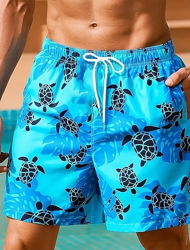  Herre Skilpadder Sjøskapninger Badeshorts Surfeshorts Shorts Medium Midje Gatemote Hawaiisk Avslappet Daglig Ferie Lomme Snorer Elastisk midje Designer Klær