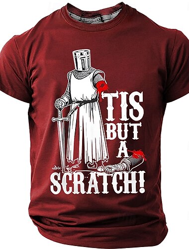  è solo un graffio divertente cavaliere medievale citazione sarcastica del film maglietta umorismo girocollo manica corta bordeaux regalo per appassionati di cinema abbigliamento di design
