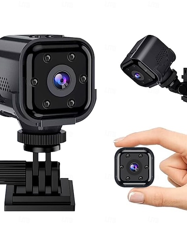  Mini sikkerhetskamera wifi, 1080p HD trådløst barnepikekamera med nattsyn, bevegelsesdeteksjonsvarsling, bærbar kjæledyrmonitor med roterbar brakett for innendørs hjemmekontorovervåking, svart