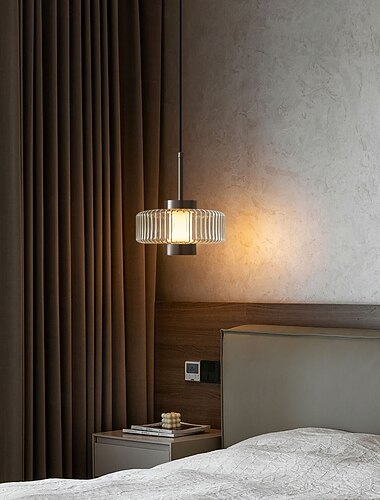  Minimalistisk rund pendellampe, dæmpbar LED-hængelampe 1/3 lys til boligindretning glas metal, sort finish, højdejusterbar 110-240v