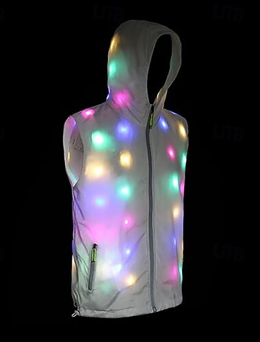  LED-lysvest for kvinner og menn, unisex, nyhetkostyme til Burning Man-fest, karneval, halloween, julefester