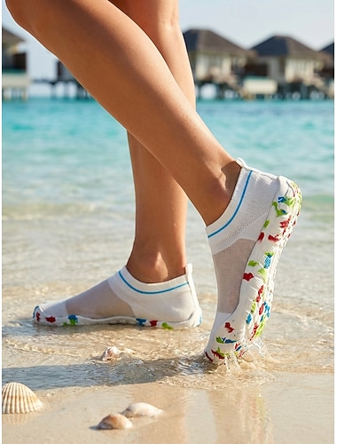  Damesblauwe sokwaterschoenen, sneldrogende antislip waterschoenen voor blote voeten, lichtgewicht ademend schoeisel voor zwemmen en strandvakantie. &watersporten