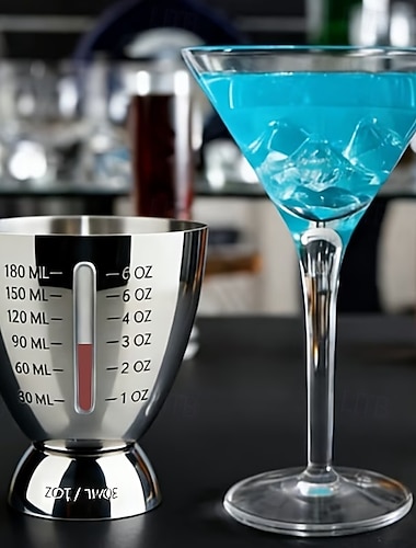  180 ml/6 oz Edelstahl-Jigger in Eiform mit gut lesbaren Einheitenmarkierungen, präzises Messwerkzeug für Cocktails und Getränke, Barzubehör für Barkeeper und Hobby-Mixologen