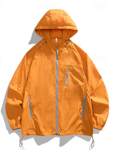 Femmes Veste à capuche Veste de randonnée légère Coupe-vent de randonnée Été Extérieur Coupe-vent Ultra Léger (UL) Séchage Rapide Léger Vêtements d'extérieur Veste Pêche Escalade Plage Blanche Jaune