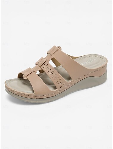  Dames slippers met lichtroze voetboogondersteuning – geweven comfortabele slippers, ademende geperforeerde sleehak, ideaal om te wandelen of te reizen. &dagelijkse kleding