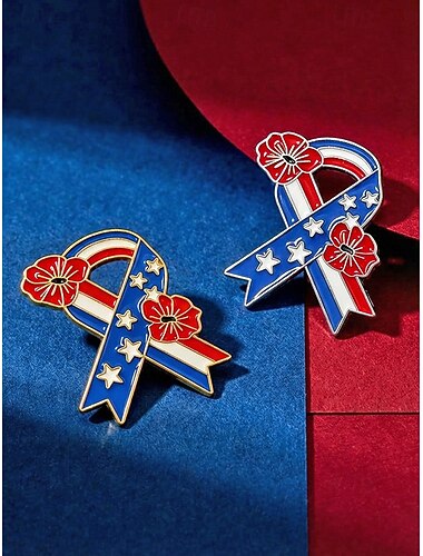  סט סיכות פרחוניות מסגסוגת לנשים, סיכות דש פטריוטיות בצבע זהב וכסף לחגיגת אמריקה 250, יום העצמאות, לבוש ערב ומסיבה וסגנון בלייזר חגיגי