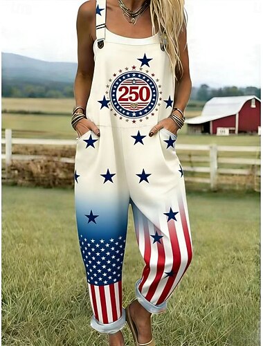  amerikansk uavhengighetsdag damegenser aktiv grafisk ermeløs ermeløs rett firkantet hals lappeteppe lomme daglig strand løs passform blå rød sommer