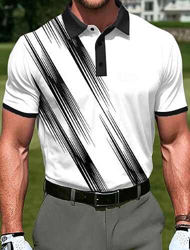  Voor heren Golf Lijn Sport Poloshirts Korte mouw Poloshirt Overhemden met kraag Casual Sportkleding 3D-afdrukken Knop Zomer Lente blauw Bruin Groen