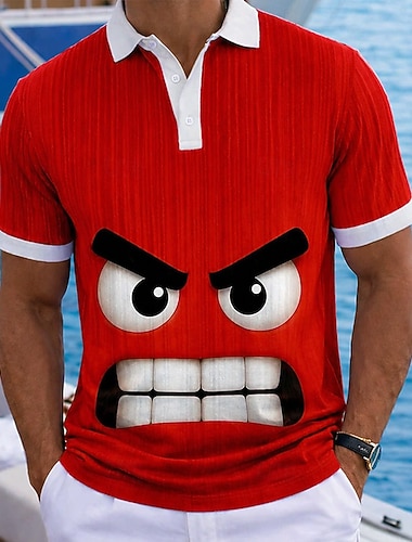  Pánské 3D  komiks Havajské polokošile Krátký rukáv Polo tričko Košile s límečkem Na běžné nošení Oblečení na atletiku Denní nošení Oblečení na dovolenou 3D tisk Knoflíky Jaro léto Vodní modr