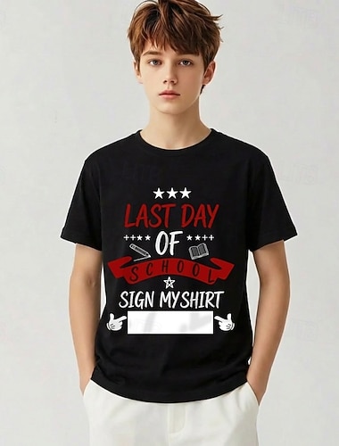  100% Cotone Bambini Ragazzi Nero Bianco Grafico Citazioni & Detti Maglietta Blusa Girocollo Manica Corta All'aperto Abbigliamento Quotidiano Moda Streetwear Designer Stampa Estate