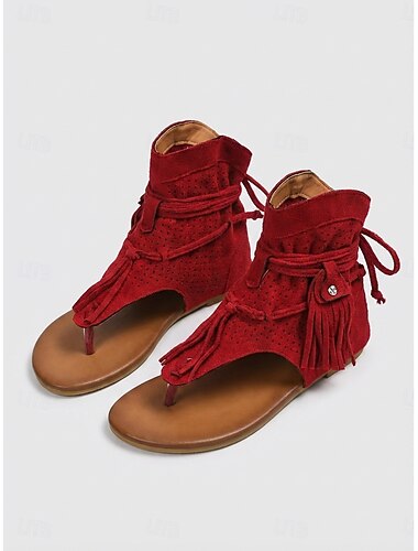  Dam Semester musikfestival Toffsar Platt klack Rundtå bohemliv Semester Imitationsmockaläder Loafers Vin Orange Ros rosa