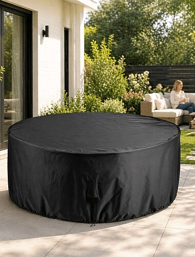  utemöbelöverdrag 210d oxfordduk utomhus runt trädgårdsbord och stol möbelöverdrag skyddsöverdrag trädgårdsmöbler runt bord vattentätt och dammtätt överdrag