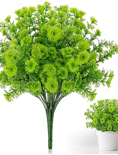  Set di 4 piante artificiali, erbe finte per decorazioni domestiche, da tavolo, per matrimoni, ufficio e composizioni murali fai da te, in plastica.