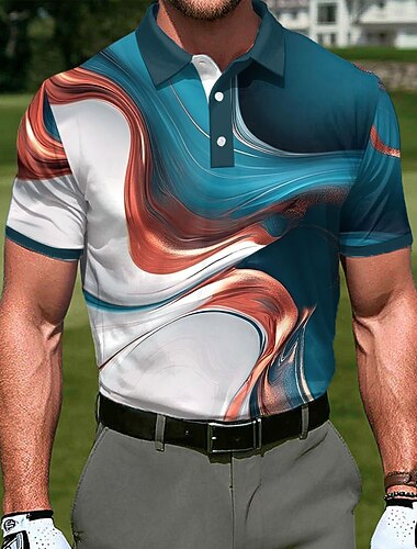  Voor heren Meetkundig Golf Sport Poloshirts Korte mouw Poloshirt Overhemden met kraag Casual Sportkleding Knop Zomer Lente blauw Meerblauw Rood