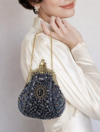  Années Folles Années 1920 Rétro Vintage Pochette du soir Porte-monnaie Gatsby le Magnifique Fille Flapper Déguisement Femmes Carnaval Mascarade Cocktail Soirée à thème rétro Adulte Sac