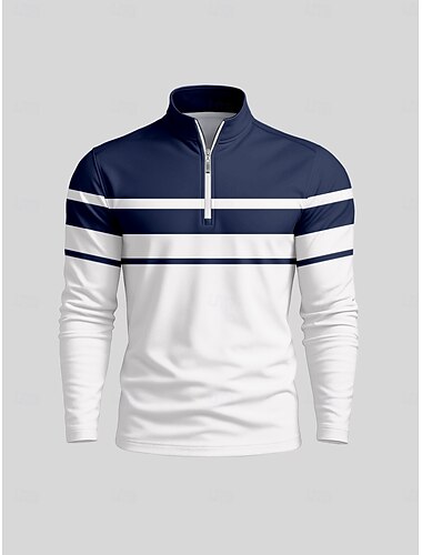  Herren Golf-Poloshirt Dunkelblau Langarm Oberteil Golfkleidung, Kleidung, Outfits, Kleidung