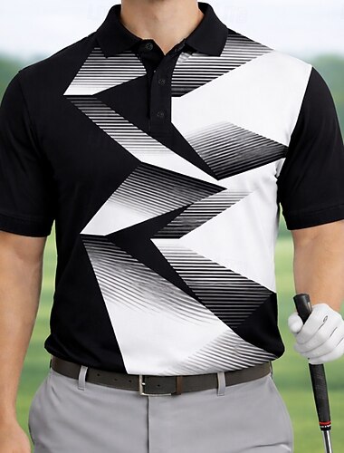  Per uomo Geometrico Golf Polo Sportivi Manica Corta Magliette polo Camicie con Colletto Casual Athleisure Abbigliamento quotidiano Stampa 3D Bottoni Estate Primavera Blu Verde Nero