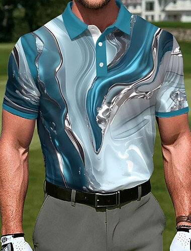  Voor heren Meetkundig Golf Sport Poloshirts Korte mouw Poloshirt Overhemden met kraag Casual Sportkleding Knop Zomer Lente blauw Meerblauw Rood