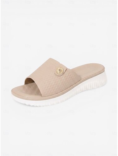  Damessandalen met amandelvormige voetboogondersteuning en platformzool – comfortabele, gevoerde instapslippers, lichtgewicht, zachte zool, casual zomerschoenen voor wandelen, thuis en op reis.