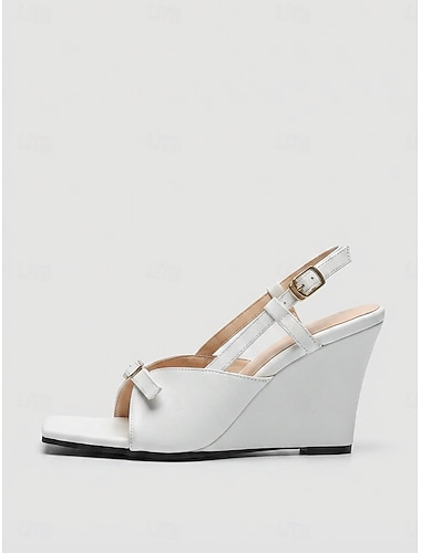  Sandales compensées blanches à bride arrière pour femmes – parfaites pour les soirées de villégiature