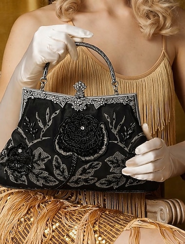  Anni Ruggenti Anni 1920 Pochette da sera Da giorno Il grande Gatsby Ragazza Flapper Perline Costume Per donna Halloween Carnevale Mascherata Cocktail party Festa a tema retrò Adulti Borsa