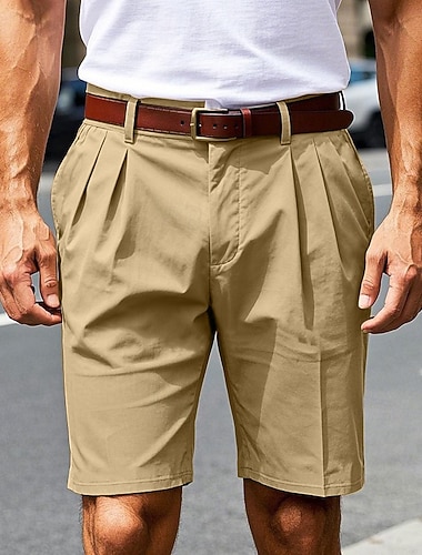  Herren Schicke Shorts Arbeitsshorts Kurze Golfhosen Tasche Einfach Komfort Atmungsaktiv Knielang Outdoor Geschäft Sport Lässig Schwarz Khaki