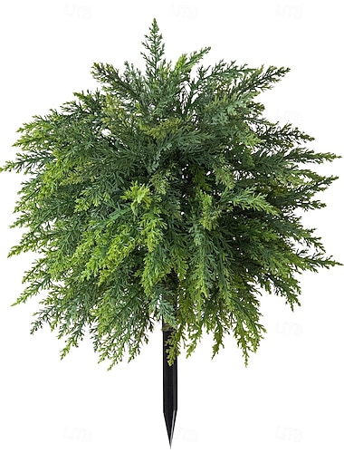  Künstlicher Zedernbaum, 53 cm hohes künstliches Grün mit Erdspieß, naturgetreue Dekoration für drinnen und draußen, Pflanzgefäß und Gartendekoration, einfach zu verwendende Bodendekoration