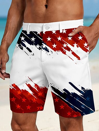  Herren 250. Jahrestag des Unabhängigkeitstages der USA am 4. Juli Amerikanische Flagge Bermudashorts Freizeitshorts Kurze Golfhosen Mittlere Taille Patriotisch Outdoor Ferien Kurze Hose mit flacher