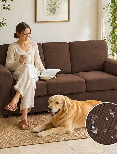  100% waterdichte bankhoes voor huisdieren, elastische bankhoes van maïsfluweel, verstelbare stretch hoes, hoekbeschermer voor meubels, geschikt voor 1/2/3-zitsbanken