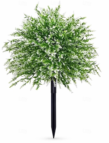 Paletto di lavanda artificiale da 20 pollici per decorazione esterna, paletti da giardino bianchi per il cortile &prato, plastica resistente che non sbiadisce, decorazione per tutte le stagioni