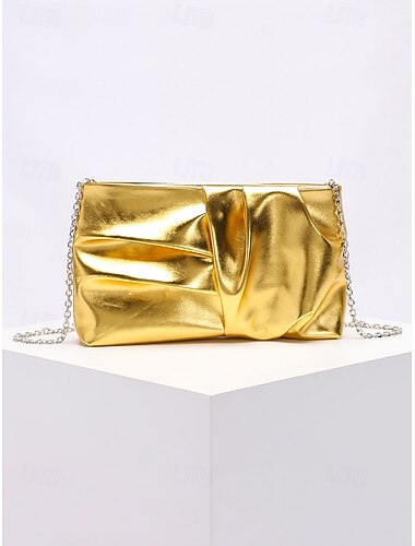  Γυναικεία πλισέ βραδινή τσάντα clutch από τεχνητό δέρμα, τσαντάκι ώμου με αλυσίδα και λουράκι σε πολλά χρώματα για γάμους, πάρτι, δεξιώσεις, επίσημες εκδηλώσεις και βραδινά κοκτέιλ ρούχα