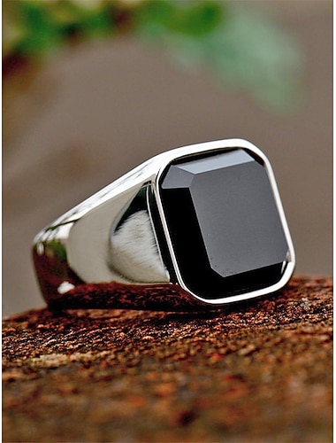  Herenring in bohemian stijl van roestvrij staal met natuursteen, opvallende zegelring in verschillende maten, geschikt voor dagelijks casual gebruik, strandvakanties en resorts.