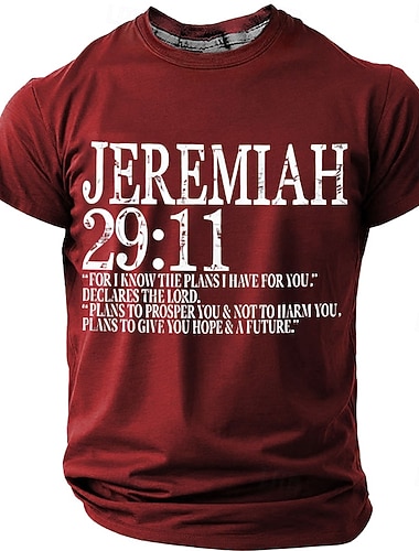  Herren-T-Shirt mit Bibelvers Jeremia 29,11: „Denn ich kenne die Pläne, die ich für euch habe.“ Christliches Design, normale Passform, inspirierende religiöse Designerkleidung, Größen S, M, L, XL, XXL,