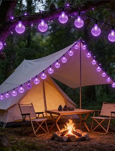 Ghirlanda luminosa solare da giardino, 12 m, 100 LED, colore viola, 8 modalità di illuminazione, decorazione festiva, impermeabile IP65, ideale per case di campagna, giardini, balconi, feste e vacanze