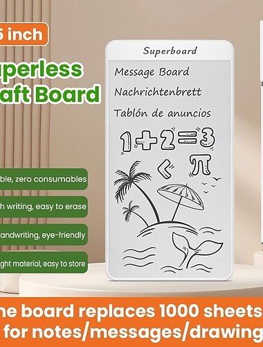  5.5インチの再利用可能なLCDライティングパッド、ペーパーレスドラフトボード、クイックメモ用のポータブル電子メモパッド &メッセージ、子供と大人の家庭やオフィス向けの軽量デジタル描画タブレット、ホワイト