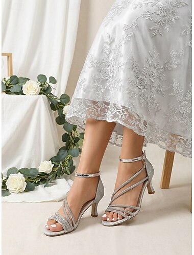  レディースゴールドメタリックストラップヒール - エレガントなカクテルパーティーシューズ