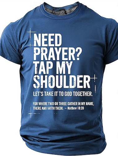  Herre Bibel Trenger Bønn Tap Min Skulder Matteus 18 20 Bibelvers Kristne Religiøse Tro Outreach T-skjorte Grafisk Casual Kortermet Kirke Tøy Ministeder Designer Klær