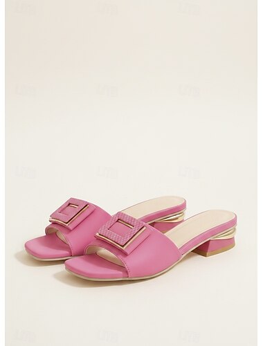  Escarpins à enfiler vert sauge pour femmes avec boucle carrée et talon épais – sandales élégantes et confortables pour une tenue décontractée, de bureau et de soirée