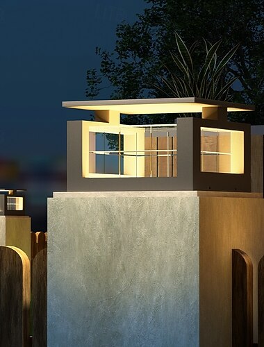  مصابيح أعمدة خارجية تعمل بالطاقة الشمسية، مصابيح فاخرة للأسوار والباحات، مصابيح LED عصرية تعمل بالطاقة الشمسية، مقاومة للماء بمعيار IP65، مصابيح أعمدة خارجية للأسطح المستوية، ديكورات الحدائق والفناء،