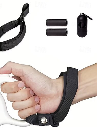 Handsfree verstelbare polsband van zachte, comfortabele neopreenstof. Ontworpen voor gebruik met oprolbare hondenriemen en inclusief een draagbare poepzakjesset.